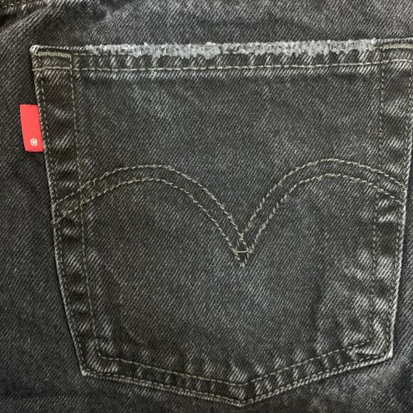 Levi's 501 Black Distressed High Rise Cutoff Denim Shorts Size 28 Grunge - Picture 7 of 9